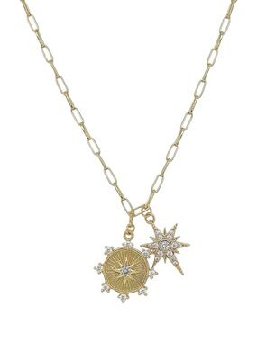 Jennifer Miller Jewelry Sun & Star Charm Necklace - 18”-20”
